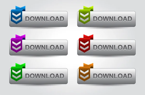 Conjunto de botões de download brilhante — Vetor de Stock