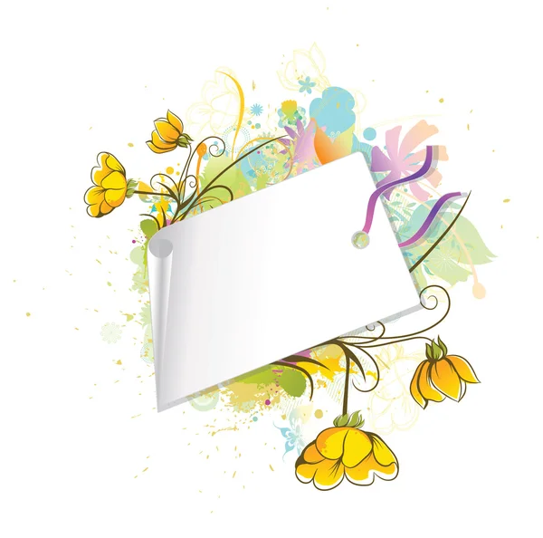 Ilustração floral com etiqueta de compras — Vetor de Stock