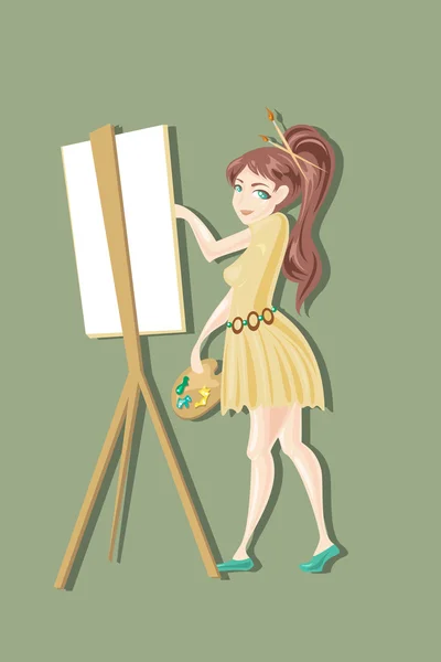Pintor menina — Vetor de Stock