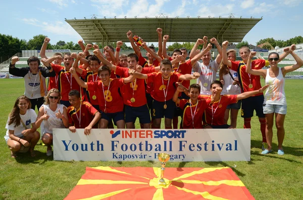 Pozo Almonte (Chi) - Fc Makedonija (Mkd) altında 16 futbol oyunu — Stok fotoğraf