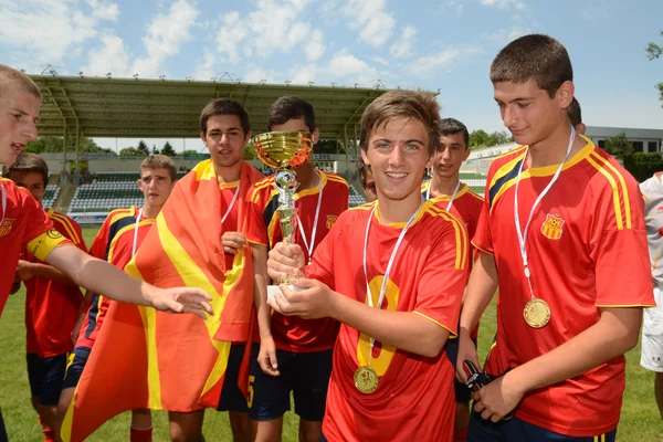 Pozo almonte (chi) - fc makedonija (mkd) U16 Fußballspiel — Stockfoto