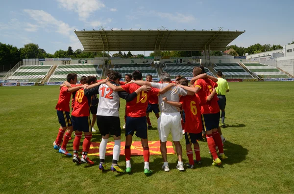 Pozo Almonte (CHI) - FC Makedonija (MKD) bajo 16 partidos de fútbol —  Fotos de Stock