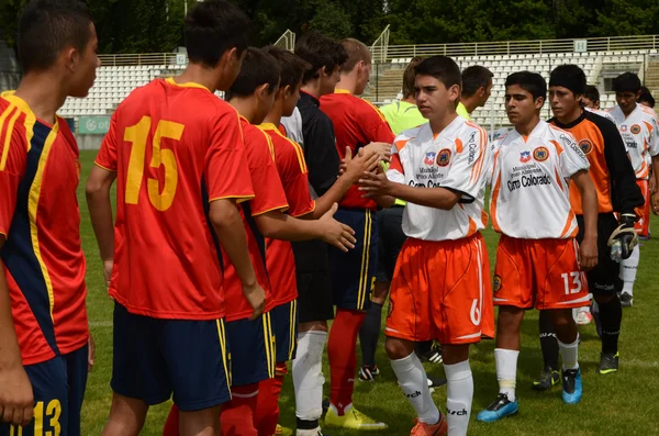 Pozo almonte (chi) - fc makedonija (mkd) U16 Fußballspiel — Stockfoto