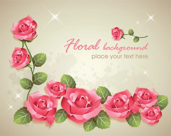 浪漫玫瑰背景 — 图库矢量图片