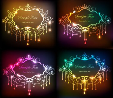 Set of shiny vintage frame clipart