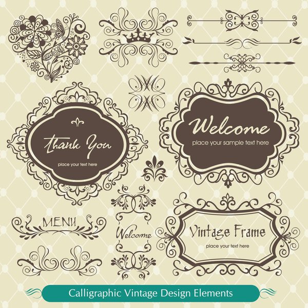 Calligraphic vintage design elements