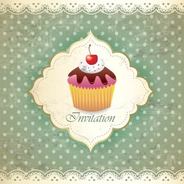 Vintage card with cupcake 017 clipart