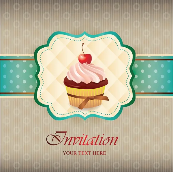 Vintage card with cupcake 016 — Stock Vector