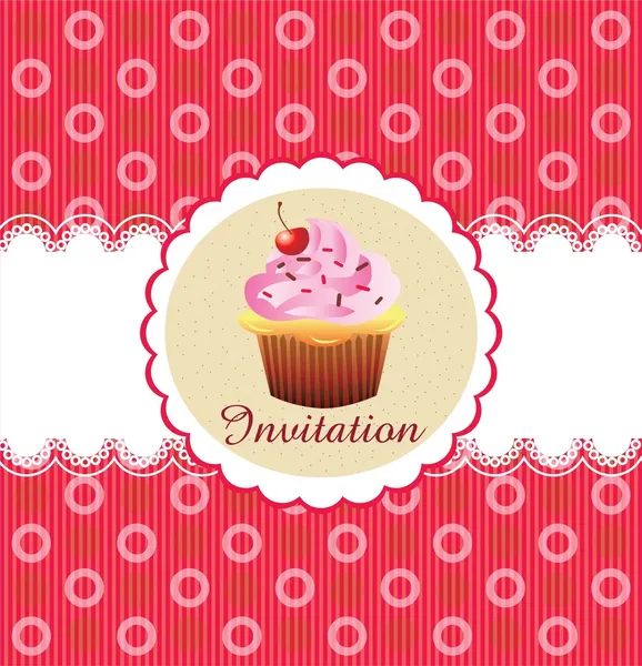 Niedliche Cupcake Einladung Hintergrund — Stockvektor
