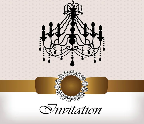 Tarjeta de invitación con lámpara de araña de lujo — Archivo Imágenes Vectoriales