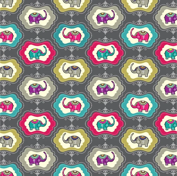 Elephants seamless pattern — Stock Vector
