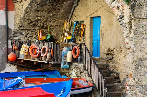 Riomaggiore Boten in Cinque Terre Italië — Stockfoto