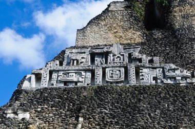 Xunantunich Belize Mayan Temple Close Up of Frieze clipart
