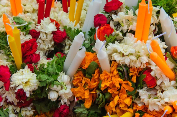 Indian Flowers and Candles — Stock Photo, Image