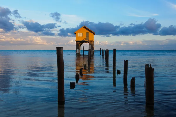 Головна на березі океану в амбра Caye Беліз — стокове фото