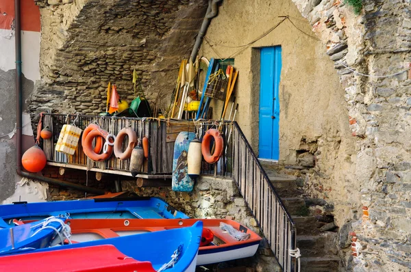 İtalya Cinque Terre 'de Riomaggiore Tekneleri