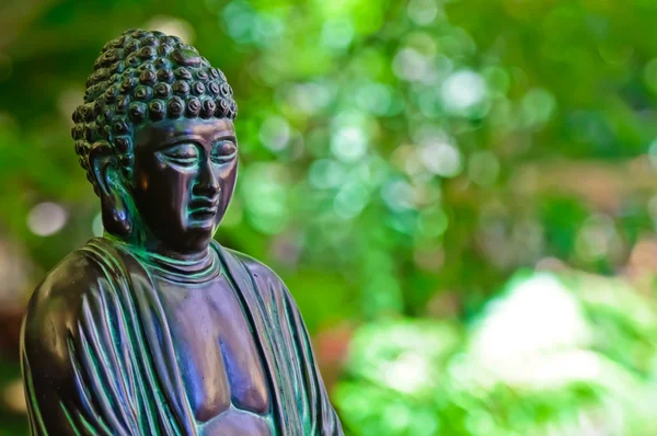 Budha socha se zeleným pozadím — Stock fotografie