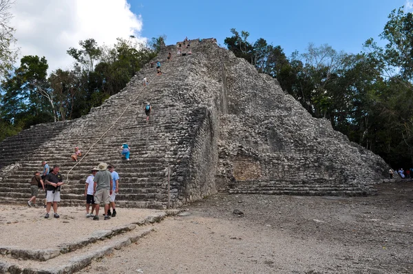 stock image Coba Mexico Ruin Mayan Temple ith Blue Sky
