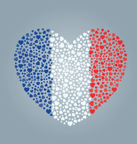 Fransk flagga hjärta — Stock vektor