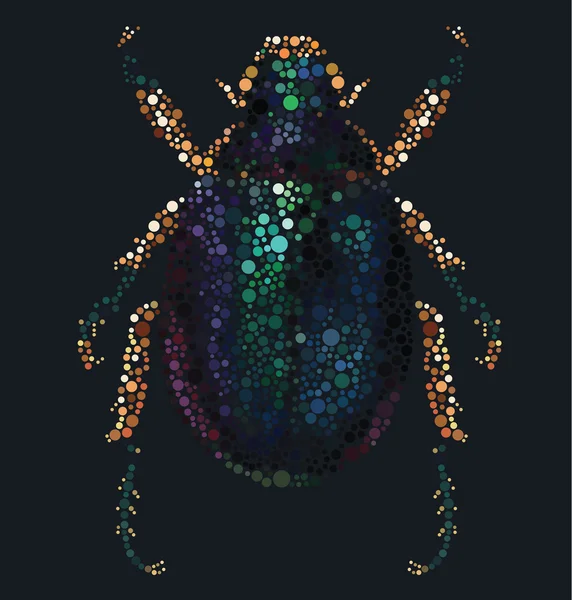 Scarab Beetle With Color Blind Effect — Stock Vector
