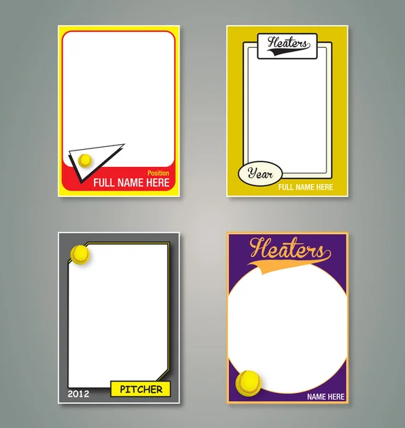 Cadres de cartes à collectionner Softball — Image vectorielle