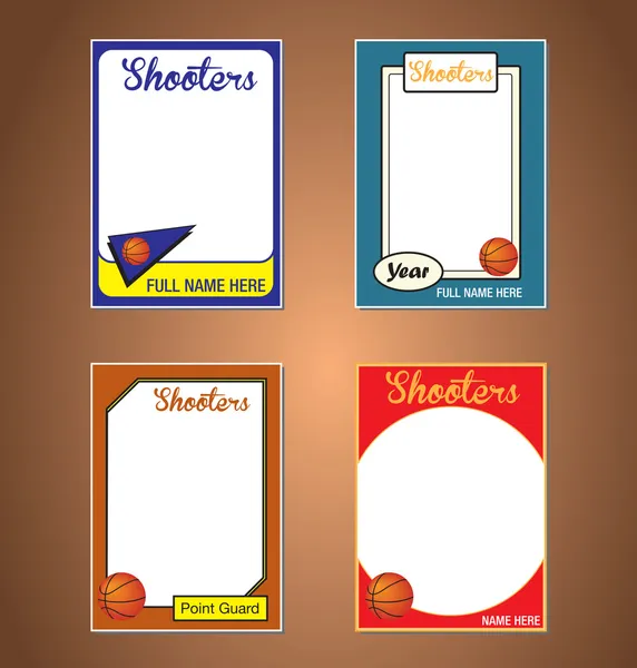 バスケット ボールのトレーディング カードの画像のフレーム — ストックベクタ