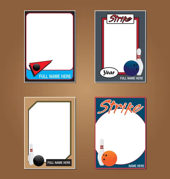 Bowling Trading Card Picture Frames — Stock Vector