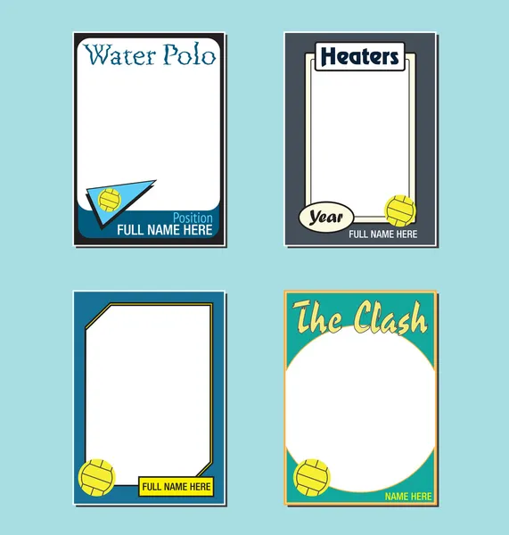 Water Polo Trading Card Picture Frames — Stock Vector