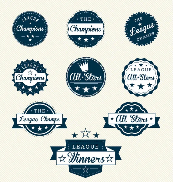 Étiquettes de sport vintage pour champions — Image vectorielle