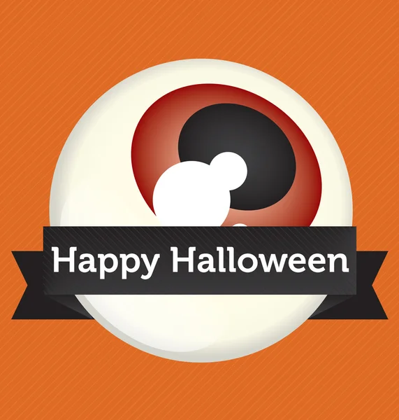 Feliz Halloween Eyeball Banner Label — Vetor de Stock