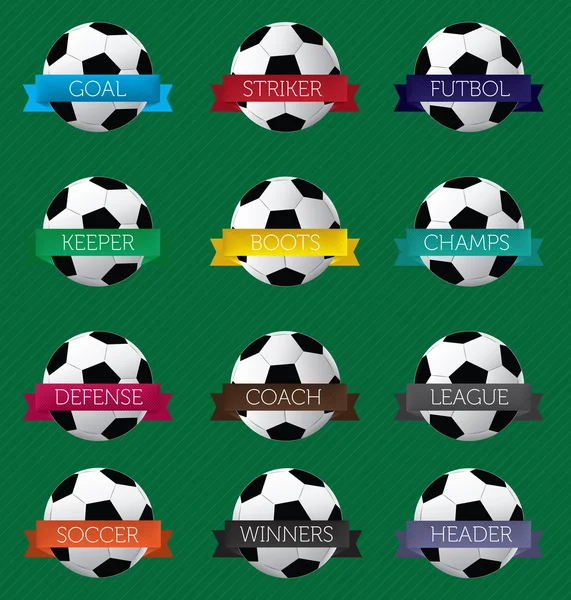 Etiquetas de bandeira de bola de futebol —  Vetores de Stock