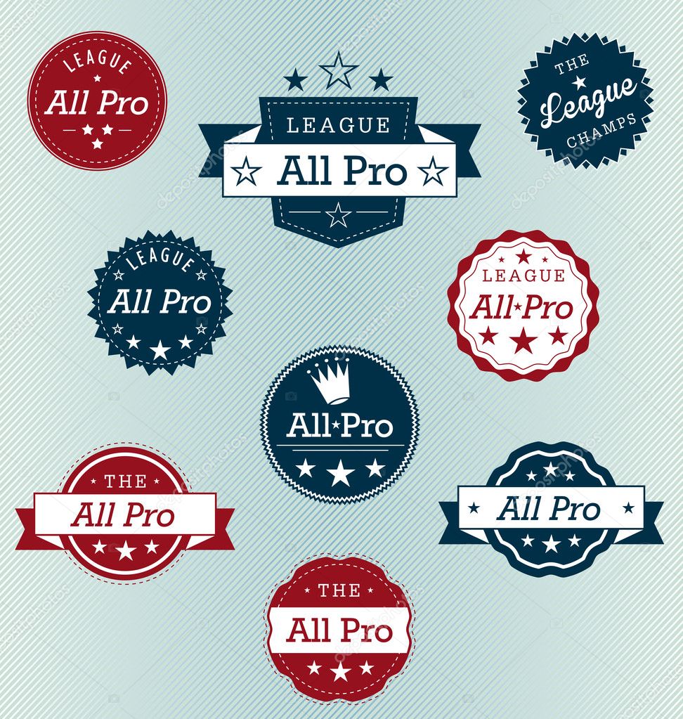 Vector Set: Sports All Pro Banner Labels