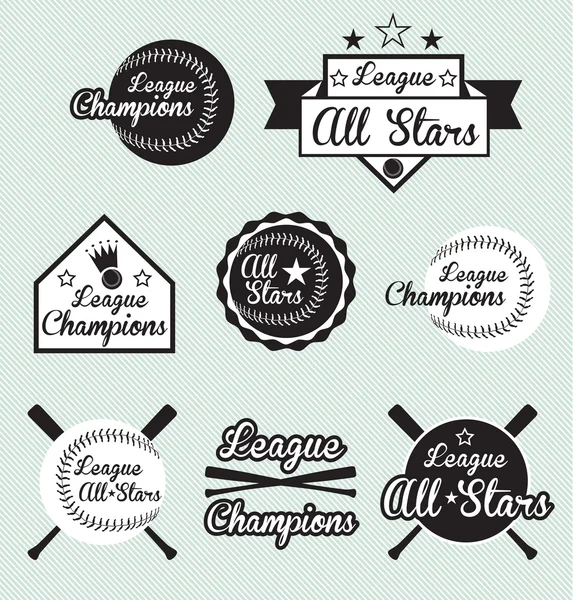 Bütün yıldız ve Ligi Şampiyonlar etiket kümesi vektör — Stok Vektör