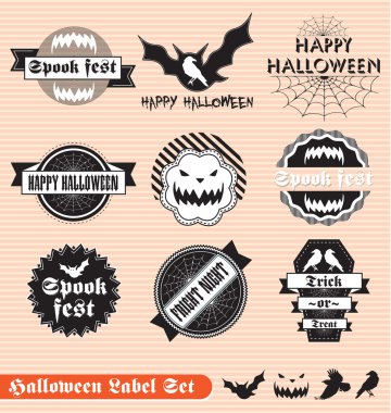 Vector Set: Happy Halloween Labels clipart