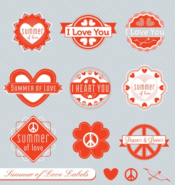 Conjunto de vetores: Etiquetas de verão do amor — Vetor de Stock