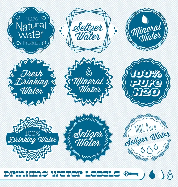 Ensemble vectoriel : Étiquettes d'eau potable Seltzer — Image vectorielle