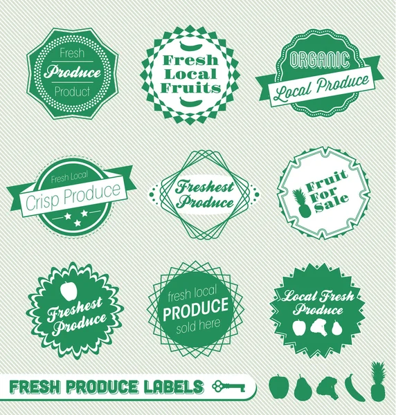 Set vettoriale: Organic Fresh Produce etichette — Vettoriale Stock