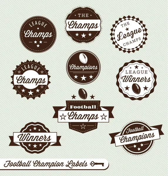 Ensemble vectoriel : Étiquettes des champions de football — Image vectorielle