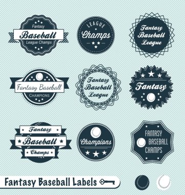 Vector Set: Fantasy Baseball Labels clipart