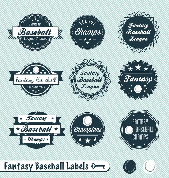 Vector instellen: Fantasy Baseball Labels — Stockvector