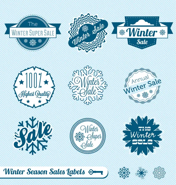 Ensemble vectoriel : Étiquettes d'achat de vente d'hiver — Image vectorielle