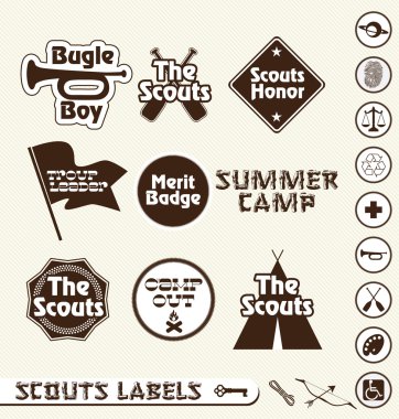 Vector Set: Boy Scouts Merit Badge Labels clipart