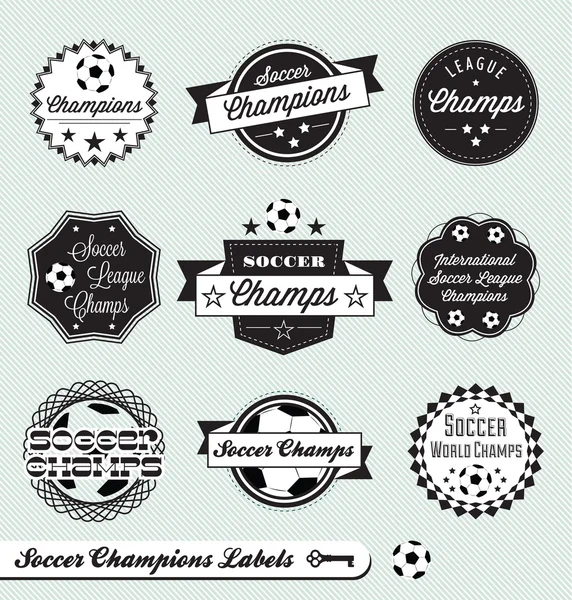 Conjunto de vetores: Etiquetas de campeões de futebol — Vetor de Stock