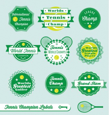 Vector Set: International Tennis Champ Labels clipart