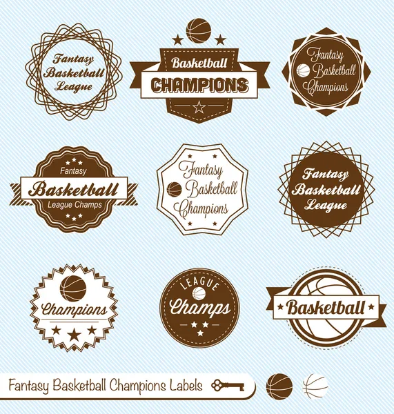 Vector Set: Campeones de la Liga de Baloncesto de Fantasía — Archivo Imágenes Vectoriales