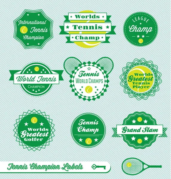 Set vettoriale: Etichette internazionali dei campioni di tennis — Vettoriale Stock