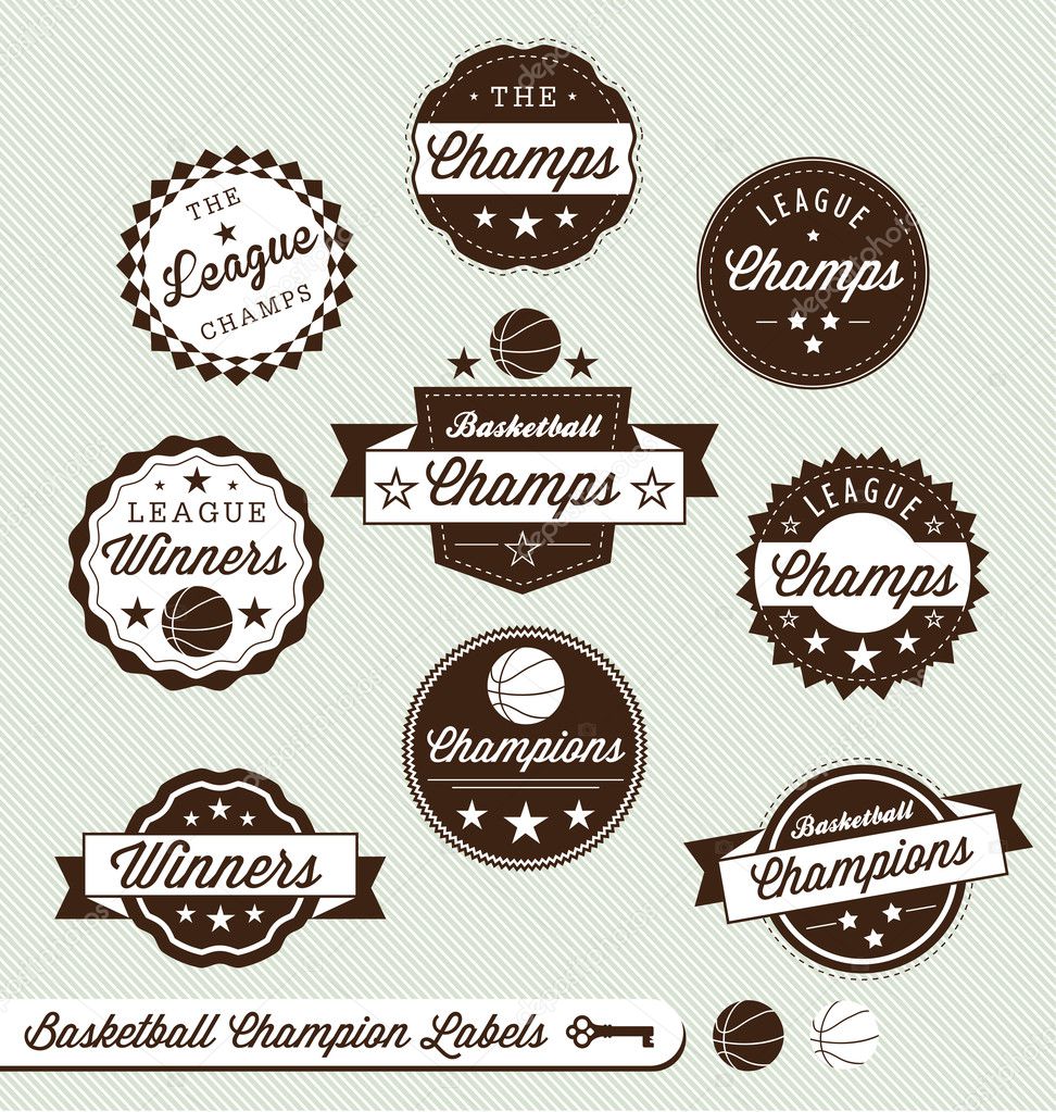 Vector Set: Basketball Champions Labels