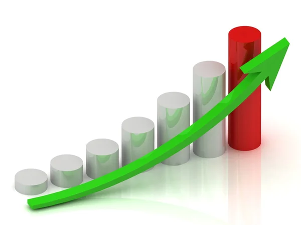 白い柱、赤い 1 つの列を持つビジネス グラフ — ストック写真