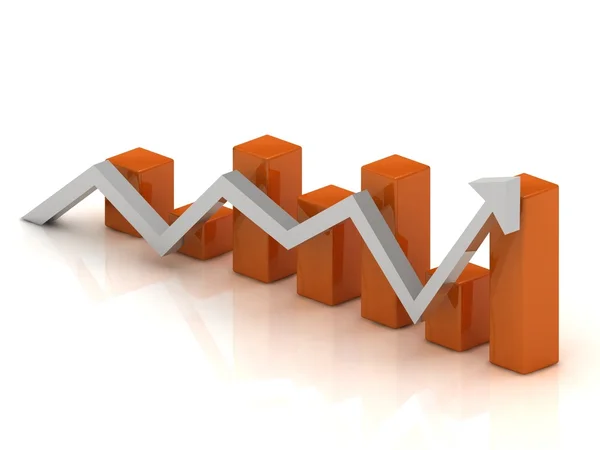 Fluctuations in growth and reduction of the arrow — Stock Photo, Image