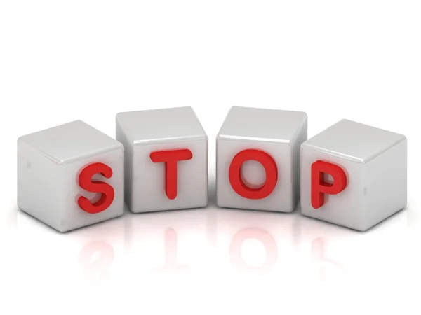 Inschrift auf den weißen Würfeln: Stop — Stockfoto